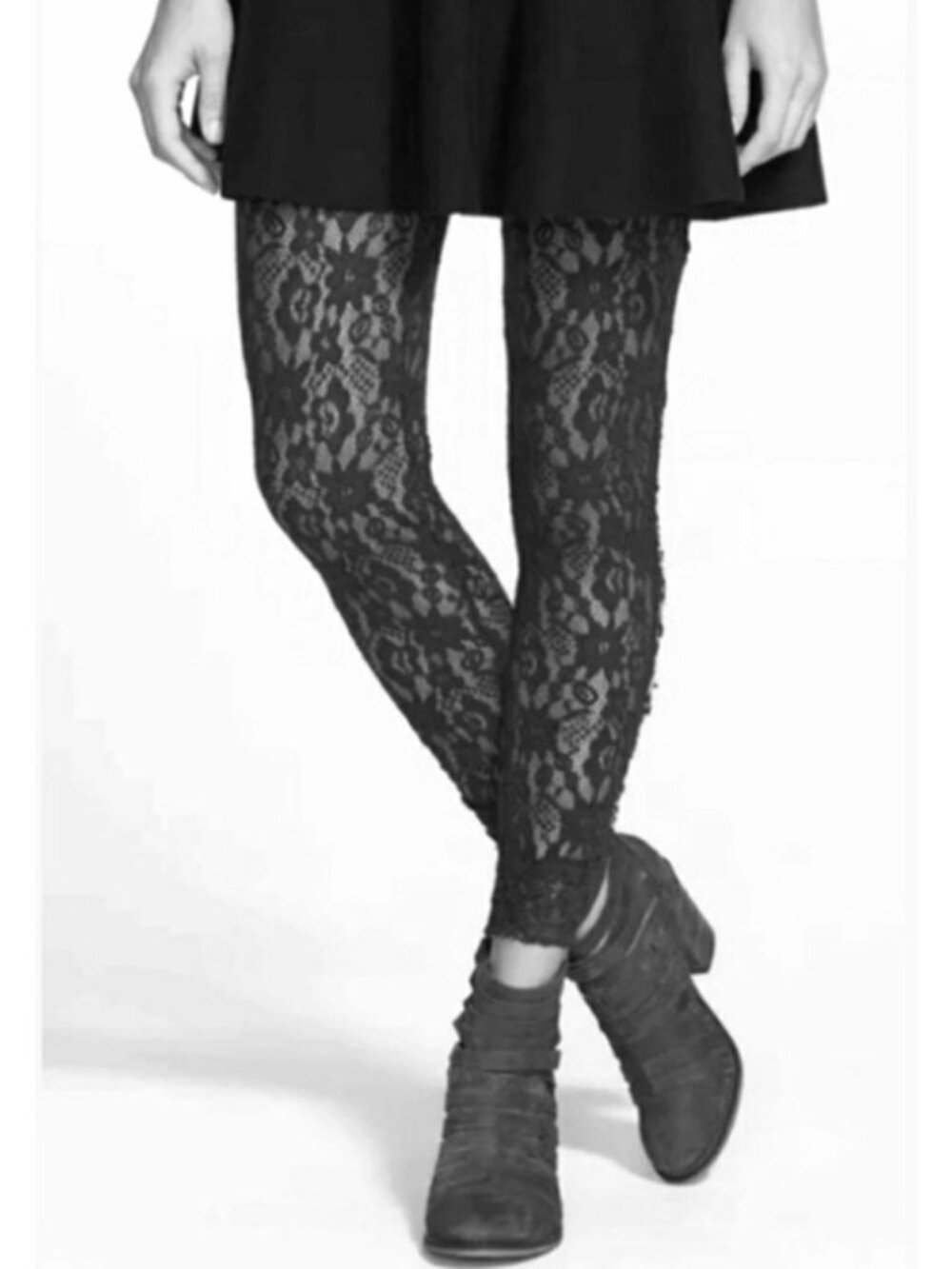 NWT Free People Black Sheer Floral Lace Leggings | Whimsigoth Dark Coquette Boho - Picture 14 of 16